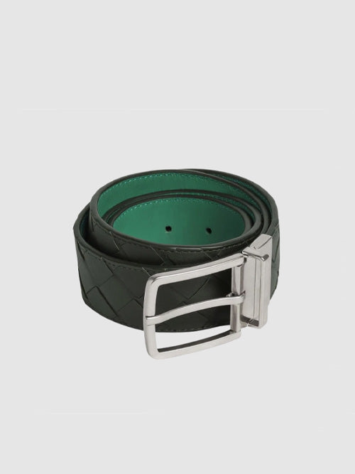 보테가베네타 인트레치아토 리버시블 벨트 다크 그린 머메이드 35MM